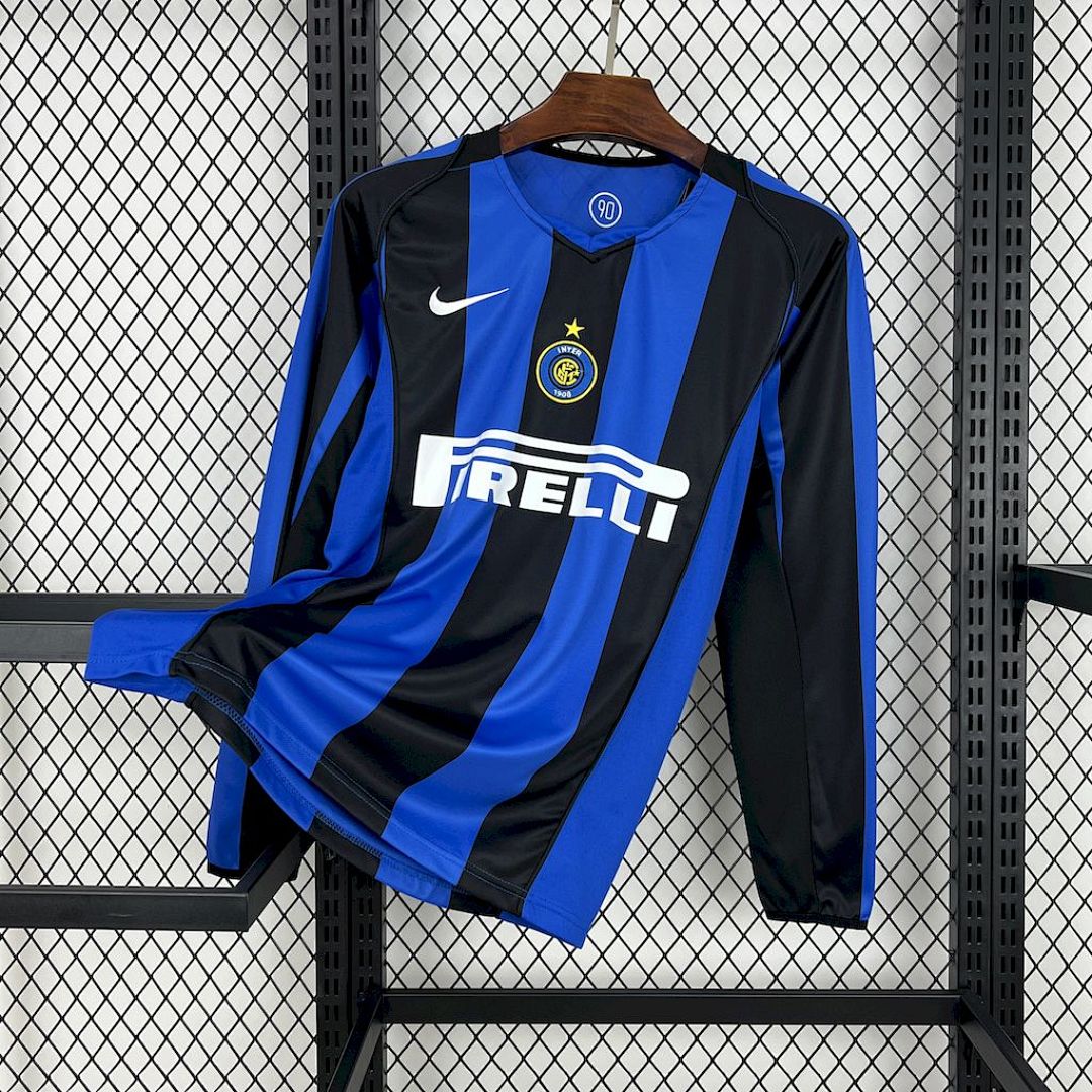 Inter Milan Jersey Home 04/05 Retro Manica Lunga Uomo Blu e Nero | Maglia da Calcio
