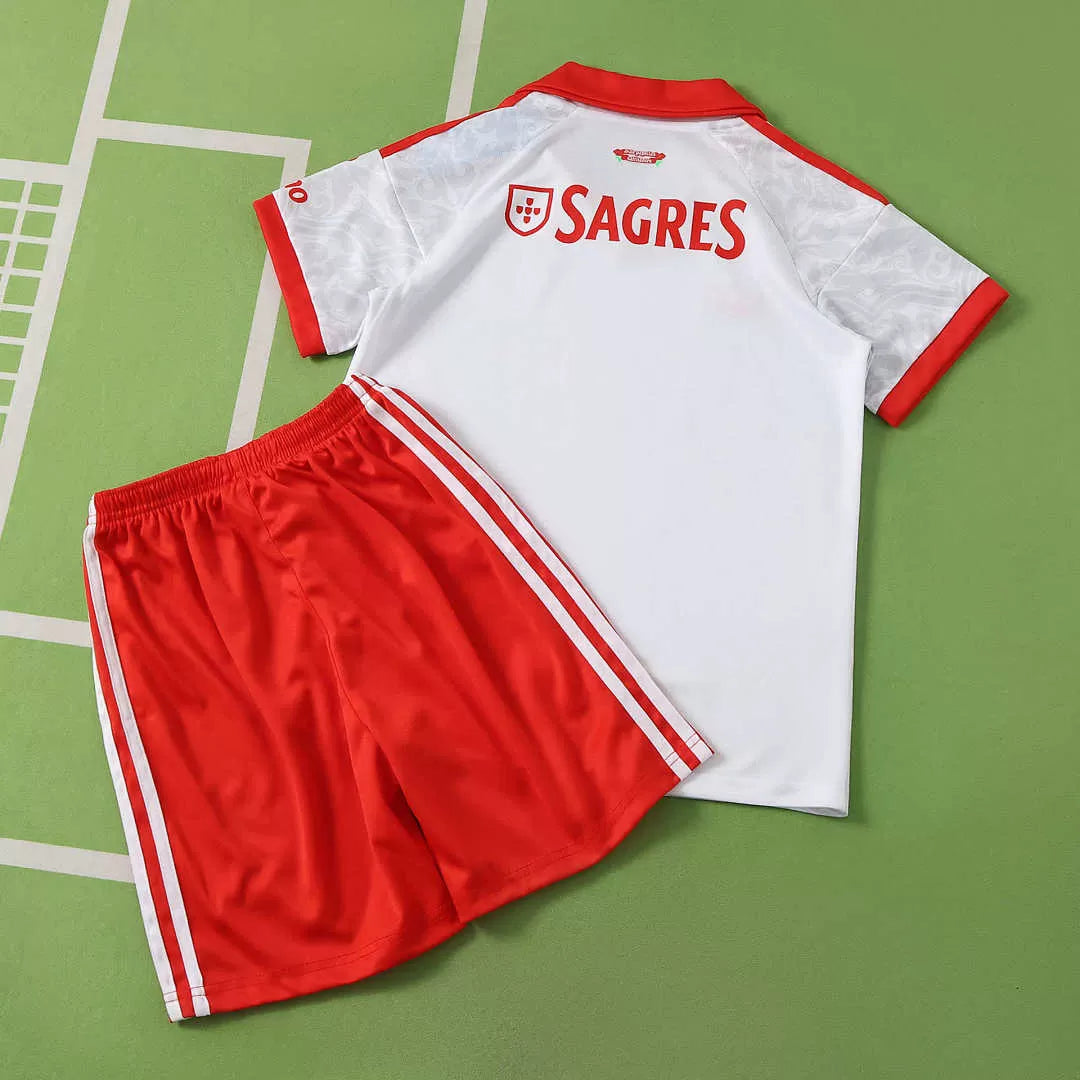 Kit Bambino Benfica Away 26/27 Bianco e Rosso | Kit da Calcio