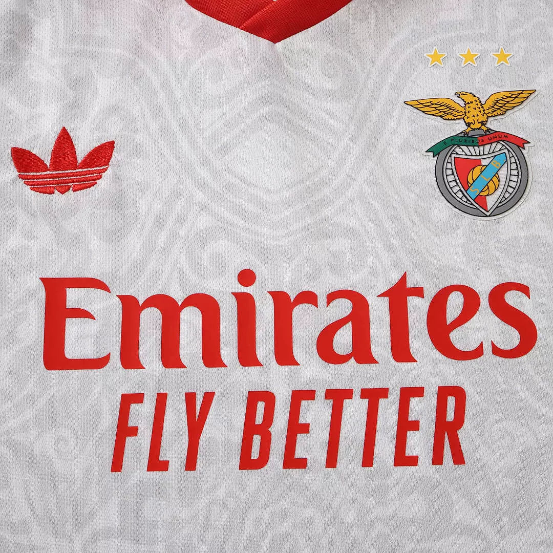 Kit Bambino Benfica Away 26/27 Bianco e Rosso | Kit da Calcio
