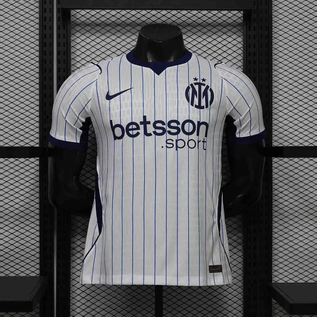 Maglia Inter Milan Away 26/27 Player Uomo Bianco con righe blu navy | Maglia da Calcio