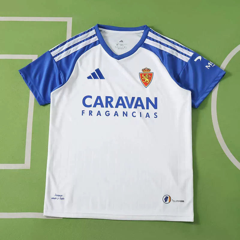 Maglia Real Zaragoza Home 26/27 Uomo Bianco e Blu | Maglia da Calcio
