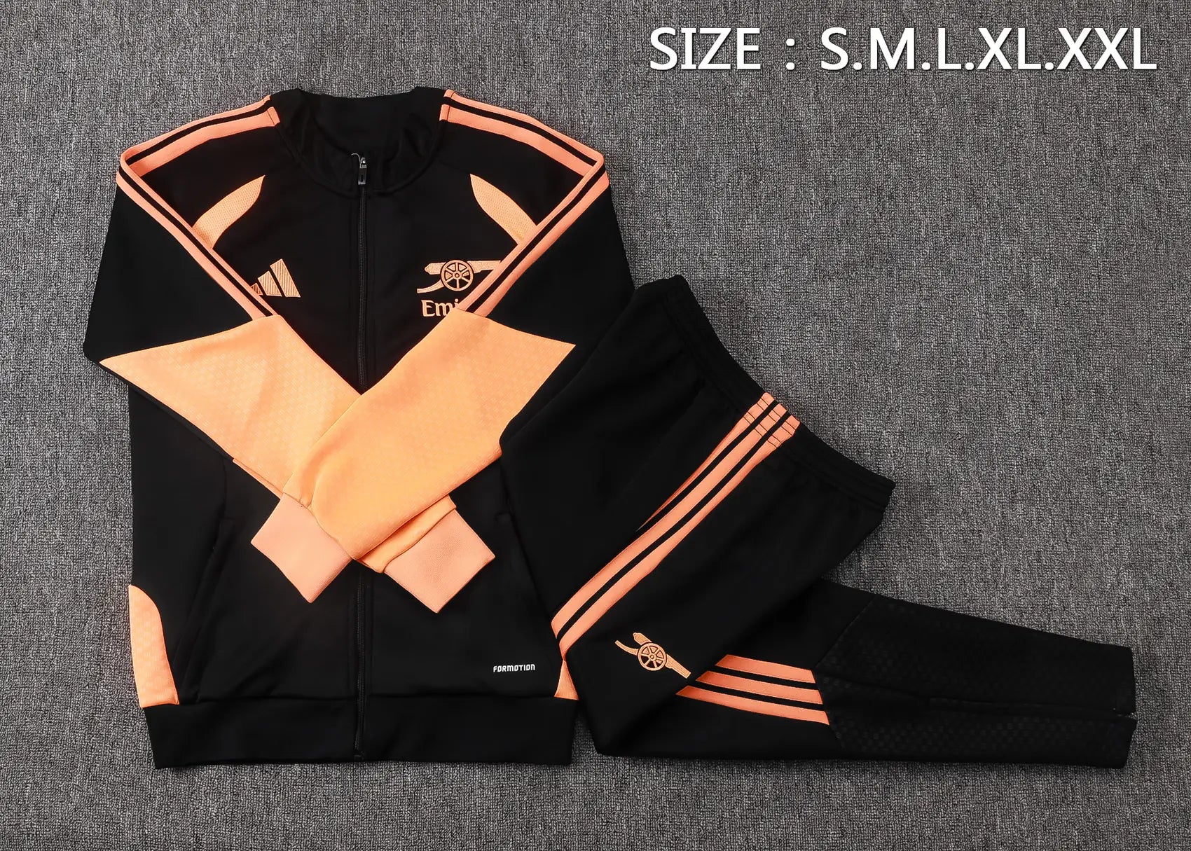 Tuta Full-zip Arsenal 26/27 Uomo Nero e Arancione | Tuta da Calcio