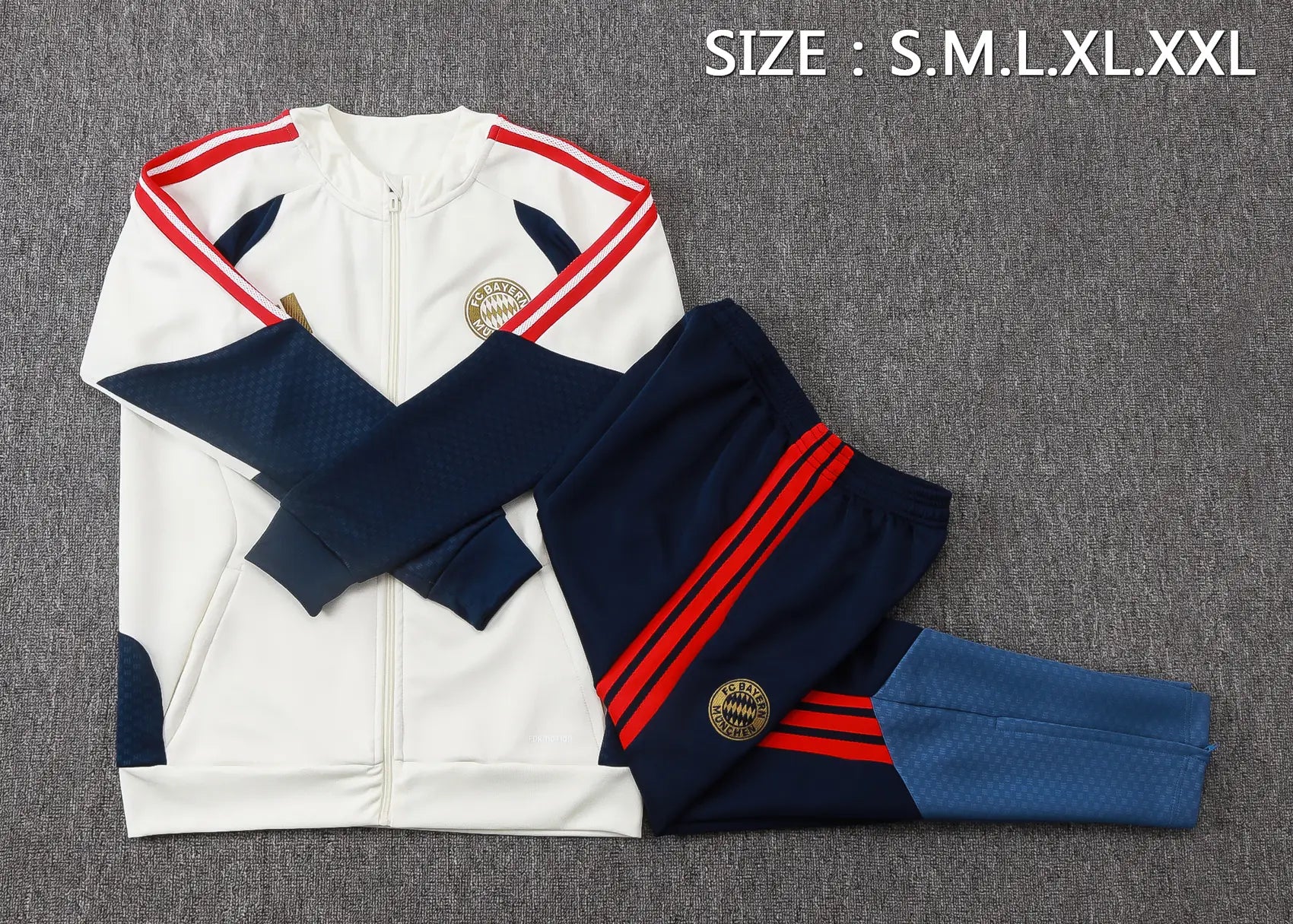 Tuta Full-zip Bayern Munich 26/27 Uomo Bianco e Blu Navy | Tuta da Calcio