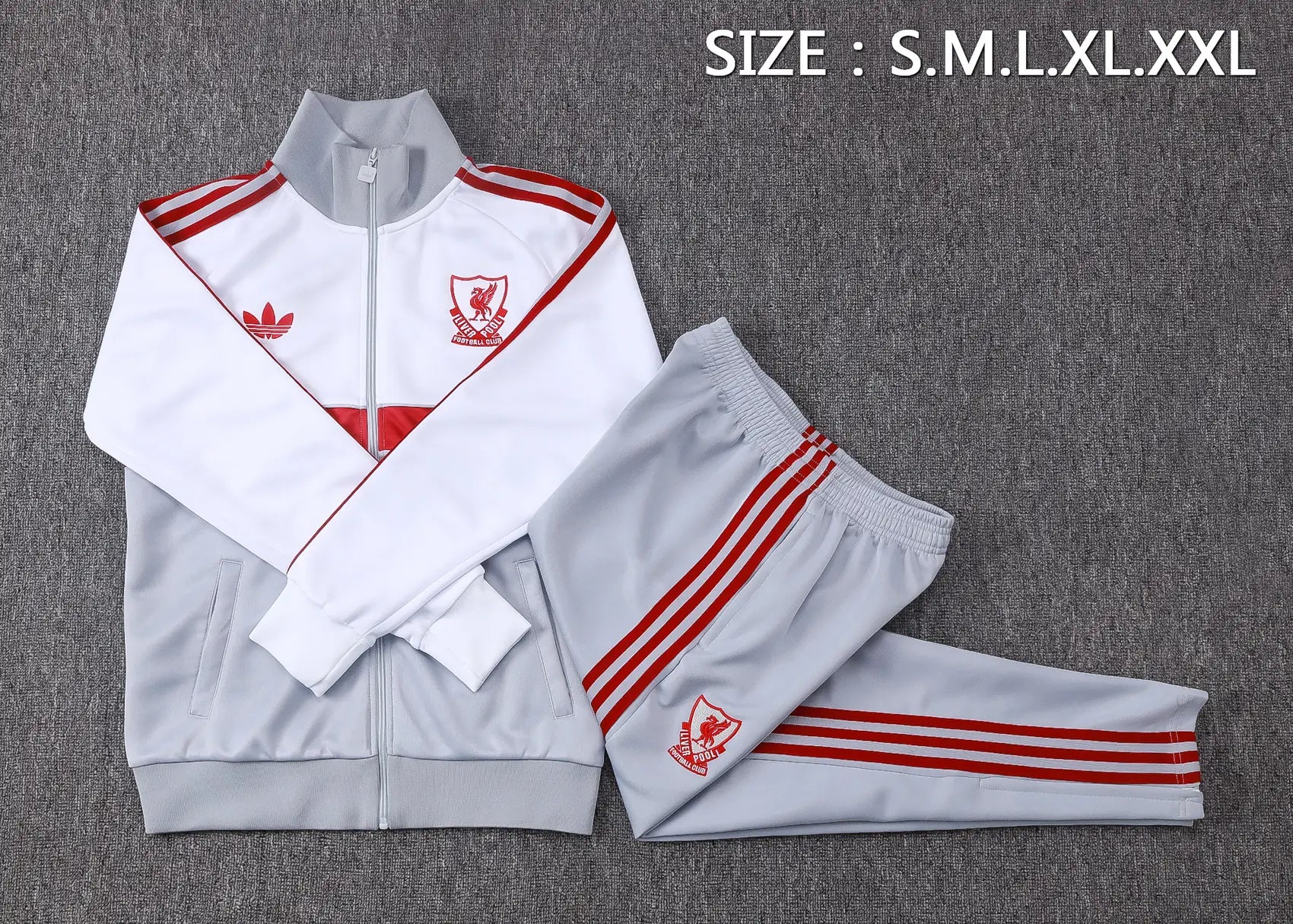 Tuta Full-zip Liverpool 26/27 Uomo Bianco e Grigio | Tuta da Calcio