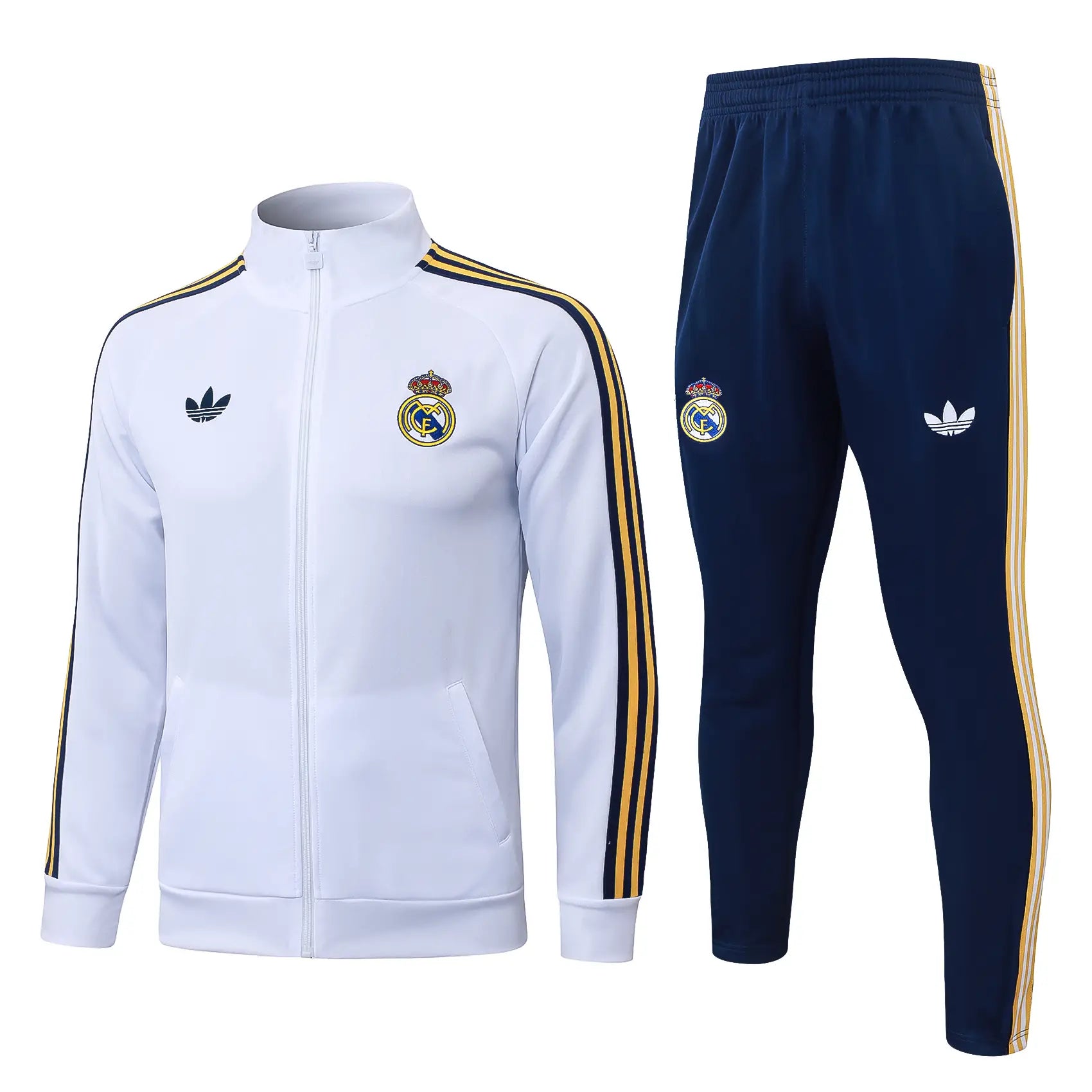 Tuta Full-zip Real Madrid 26/27 Uomo Bianco e Blu Navy | Tuta da Calcio