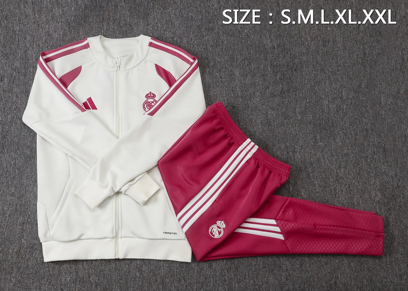 Tuta Full-zip Real Madrid 26/27 Uomo Bianco e Rosa | Tuta da Calcio