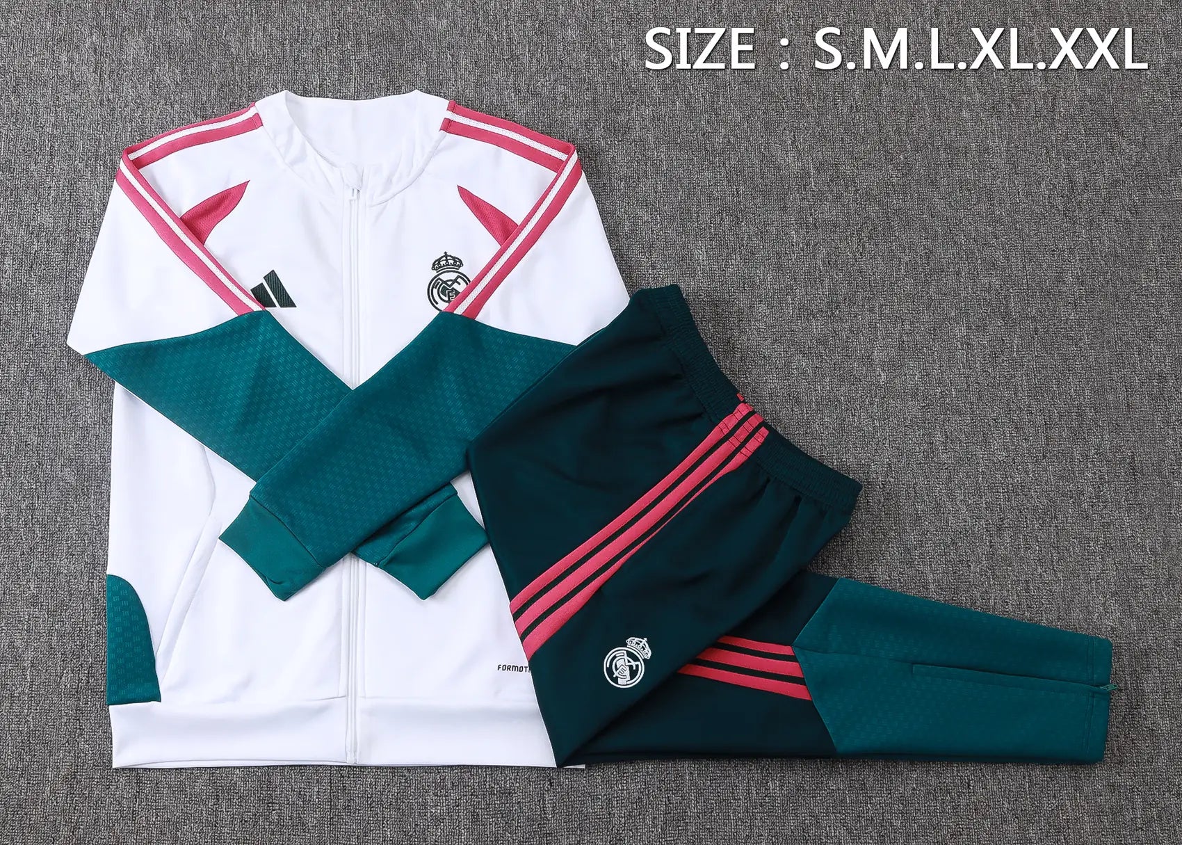 Tuta Full-zip Real Madrid 26/27 Uomo Bianco e Verde Petrolio | Tuta da Calcio