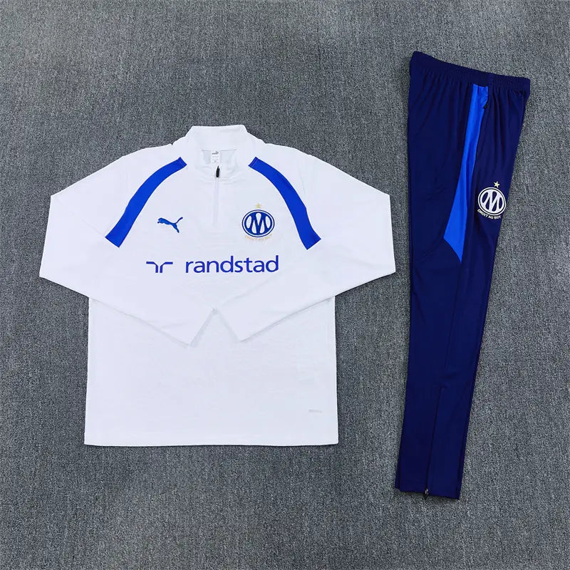 Tuta Half-zip Marseille 26/27 Uomo Bianco e Blu Navy | Tuta da Calcio