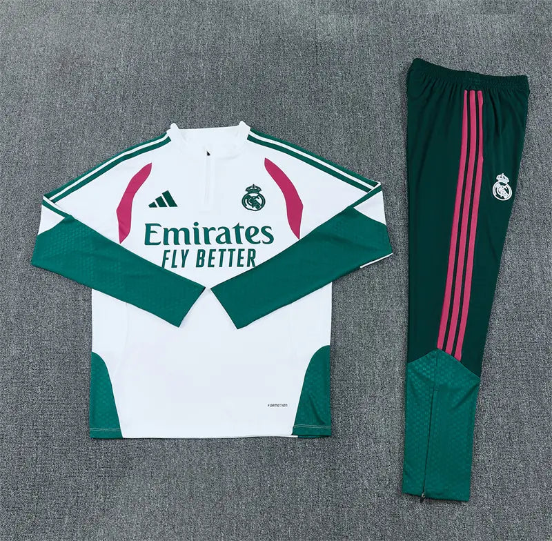 Tuta Half-zip Real Madrid 26/27 Uomo Bianco e Verde | Tuta da Calcio